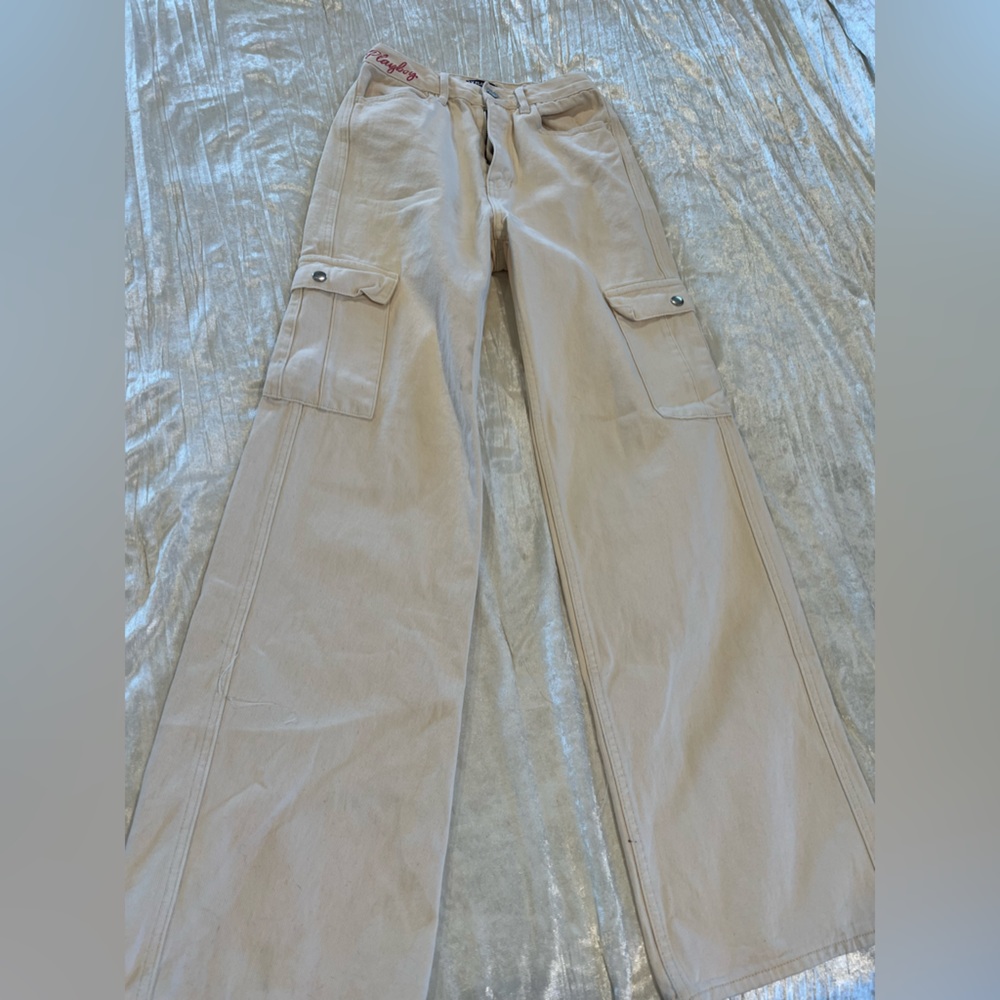 Cream cargo jeans